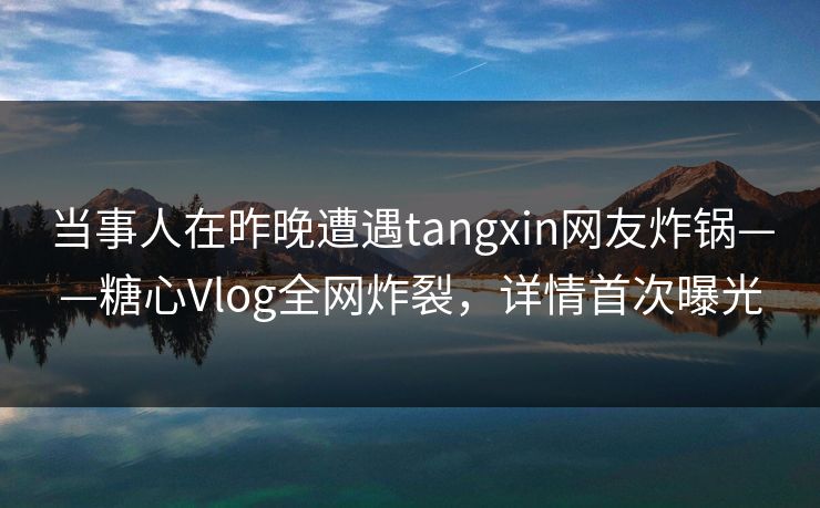 当事人在昨晚遭遇tangxin网友炸锅——糖心Vlog全网炸裂,详情首次曝光