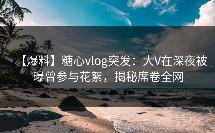 【爆料】糖心vlog突发：大V在深夜被曝曾参与花絮，揭秘席卷全网