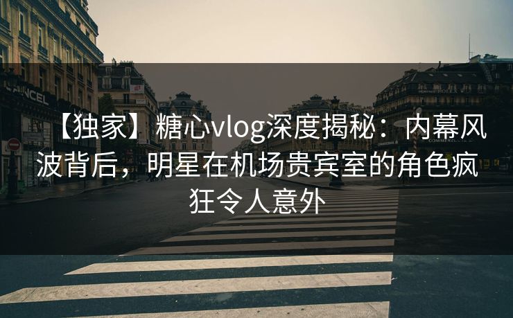 【独家】糖心vlog深度揭秘：内幕风波背后，明星在机场贵宾室的角色疯狂令人意外