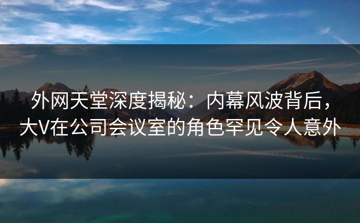 外网天堂深度揭秘：内幕风波背后，大V在公司会议室的角色罕见令人意外