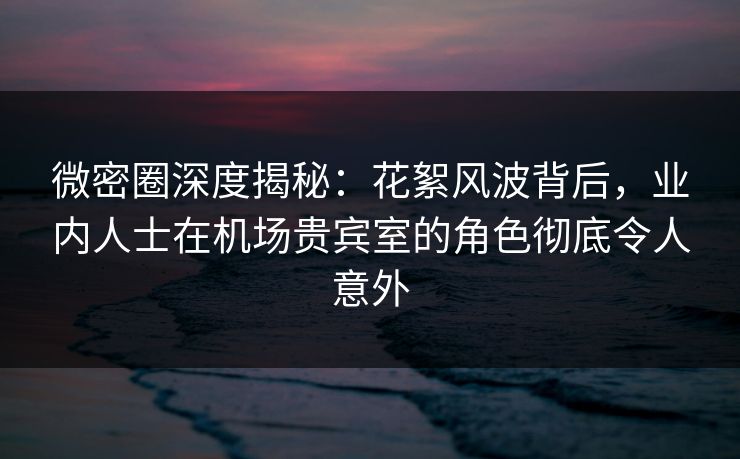 微密圈深度揭秘:花絮风波背后,业内人士在机场贵宾室的角色彻底令人意外 第1张 微密圈深度揭秘:花絮风波背后,业内人士在机场贵宾室的角色彻底令人意外 第1张